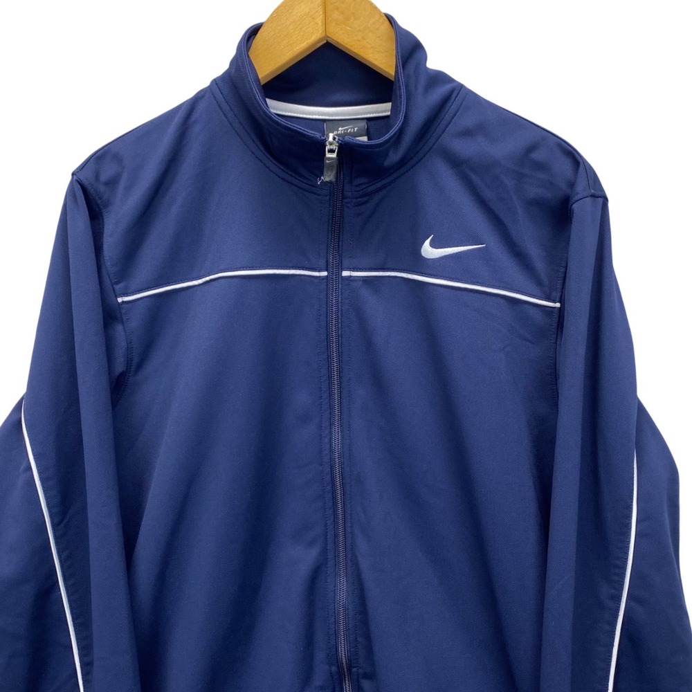 Nike Dri Fit Navy Blue Athletic Track Jacket Zip Up Performance Mens Size M
